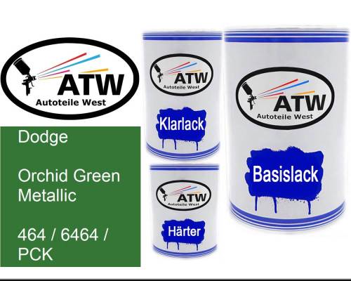 Dodge, Orchid Green Metallic, 464 / 6464 / PCK: 500ml Lackdose + 500ml Klarlack + 250ml Härter - Set, von ATW Autoteile West.